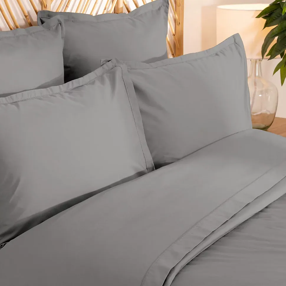 Drap-housse - percale - gris - 160x200 cm - Atmosphera