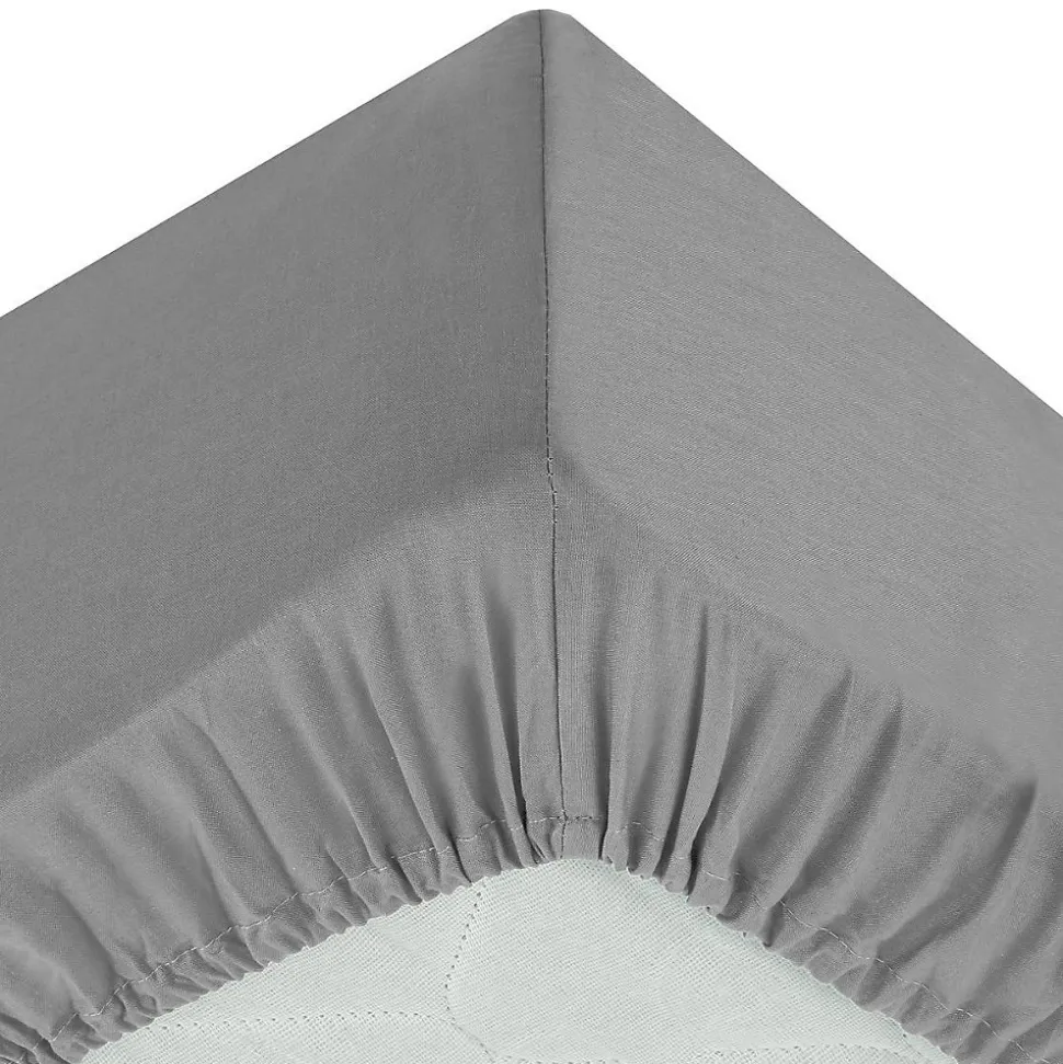 Drap-housse - percale - gris - 160x200 cm - Atmosphera