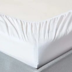 Drap-housse blanc 100% coton égyptien 200 fils 140 x 200 cm - HOMESCAPES