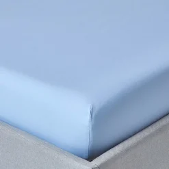 Drap-housse bleu 100% coton égyptien 200 fils 90 x 190 cm - HOMESCAPES