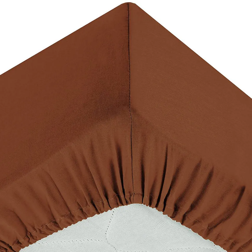 Drap-housse Carina en coton 160x200cm rose terracotta - Atmosphera