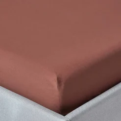 Drap-housse chocolat 100% coton égyptien 200 fils 140 x 200 cm - HOMESCAPES