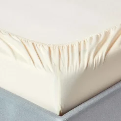 Drap-housse crème 100% coton égyptien 200 fils 120 x 190 cm - HOMESCAPES