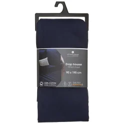 Drap-housse en coton - bleu encre - bonnet H30cm - 90x190 cm - Atmosphera