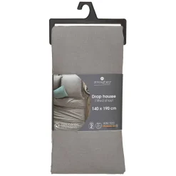 Drap-housse en coton - gris - bonnet H30cm - 140x190 cm - Atmosphera
