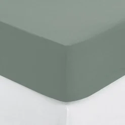 Drap-housse en coton - vert céladon - bonnet H30cm - 140x190 cm - Atmosphera