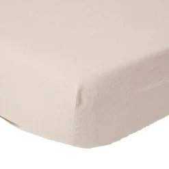 Drap-housse en lin lavé beige - 140 x 190 cm - HOMESCAPES