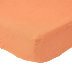 Drap-housse grand bonnet en lin lavé orange - 140 x 190 cm - HOMESCAPES