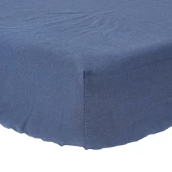 Drap-housse grand bonnet en lin lavé bleu marine - 140 x 190 cm - HOMESCAPES