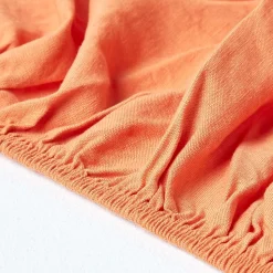 Drap-housse grand bonnet en lin lavé orange - 90 x 190 cm - HOMESCAPES