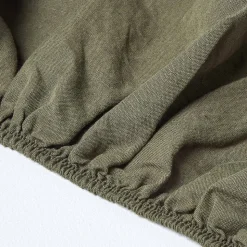 Drap-housse grand bonnet en lin lavé vert - 90 x 190 cm - HOMESCAPES