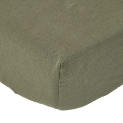 Drap-housse grand bonnet en lin lavé vert - 140 x 190 cm - HOMESCAPES