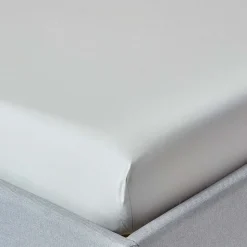 Drap-housse gris argenté 100% coton égyptien 200 fils 180 x 200 cm - HOMESCAPES