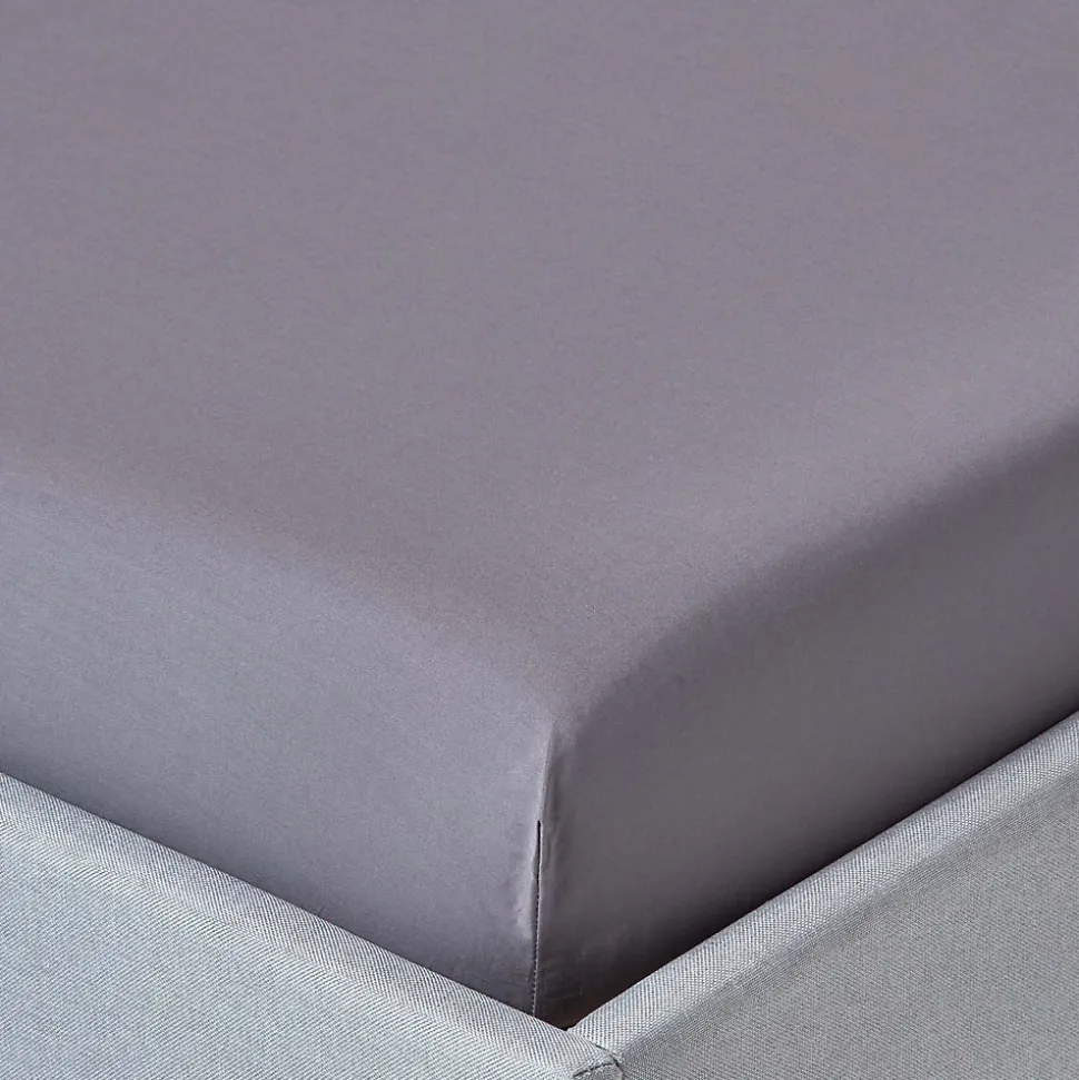 Drap-housse gris foncé 100% coton égyptien 200 fils 140 x 200 cm - HOMESCAPES