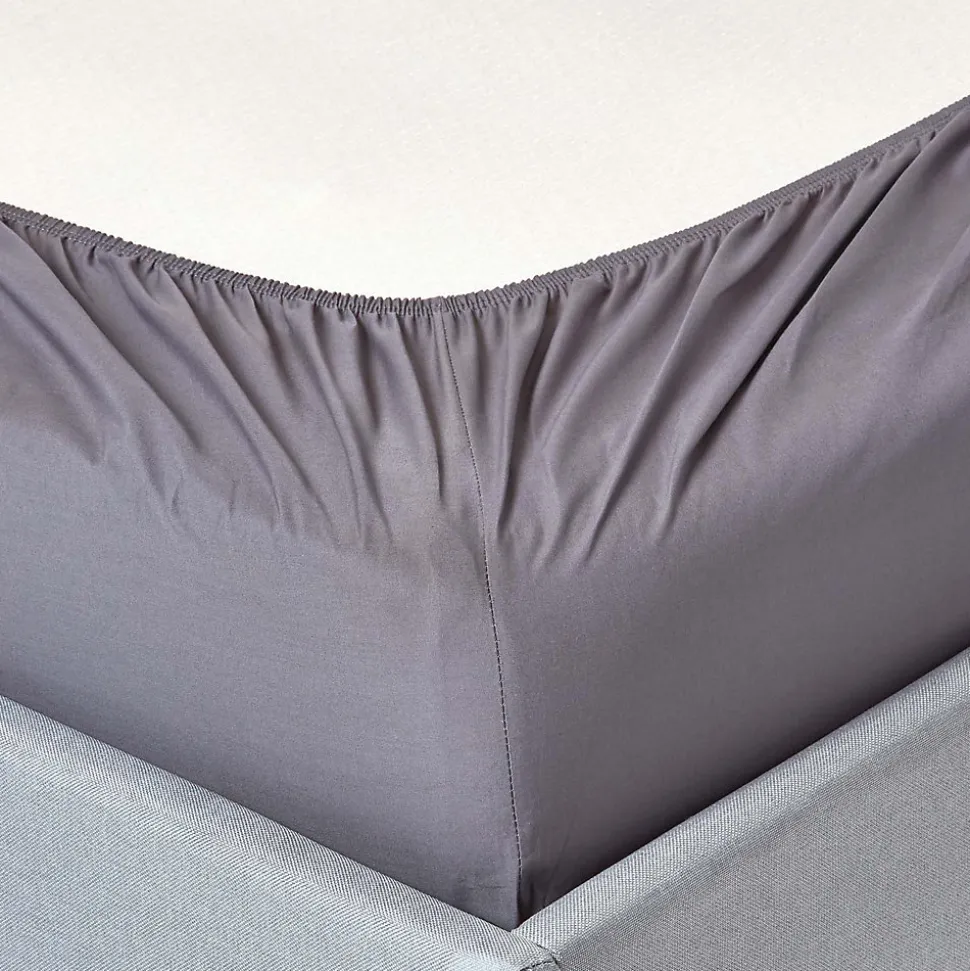 Drap-housse gris foncé 100% coton égyptien 200 fils 140 x 200 cm - HOMESCAPES