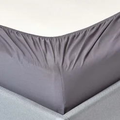 Drap-housse gris foncé 100% coton égyptien 200 fils 90 x 190 cm - HOMESCAPES