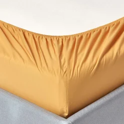 Drap-housse jaune moutarde 100% coton égyptien 200 fils 140 x 200 cm - HOMESCAPES