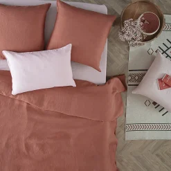 Drap-housse Linah - rose - lin lavé 140x190 cm - Atmosphera