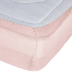 Drap-housse Linah - rose - lin lavé 140x190 cm - Atmosphera