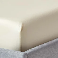 Drap-housse matelas épais 140 x 190 cm coton égyptien bio 400 fils crème - HOMESCAPES