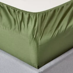 Drap-housse matelas épais coton égyptien bio 400 fils vert mousse 180 x 200 cm - HOMESCAPES