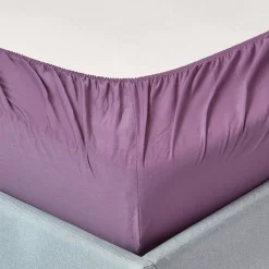 Drap-housse raisin 100% coton égyptien 200 fils 120 x 190 cm - HOMESCAPES