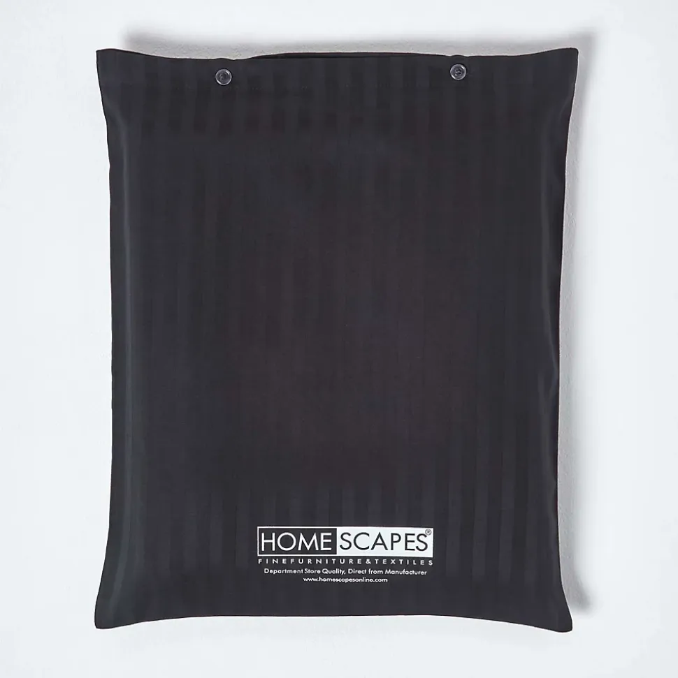 Drap-housse rayé 180 x 200 cm 100% coton égyptien 330 fils coloris noir - HOMESCAPES