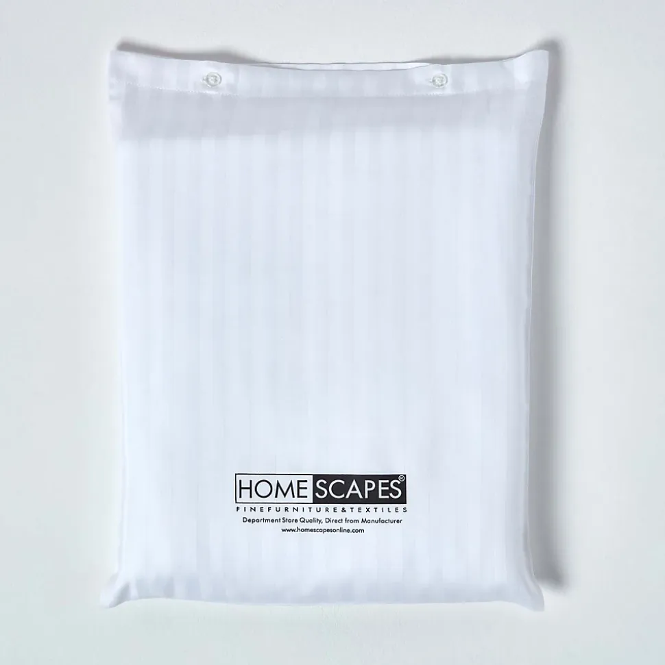 Drap-housse rayé 180 x 200 cm 100% coton égyptien 330 fils coloris blanc - HOMESCAPES