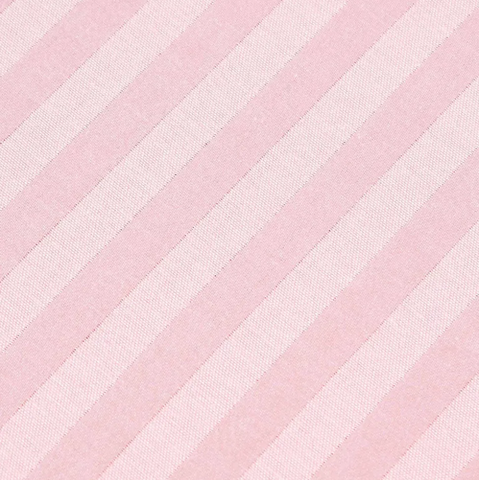Drap-housse rayé 140 x 200 cm 100% coton égyptien 330 fils coloris rose - HOMESCAPES