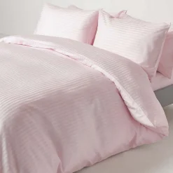 Drap-housse rayé 90 x 190 cm 100% coton égyptien 330 fils coloris violet - HOMESCAPES