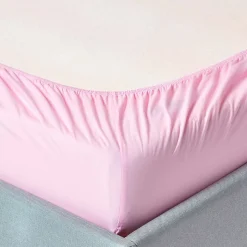 Drap-housse rose 100% coton égyptien 200 fils 120 x 190 cm - HOMESCAPES