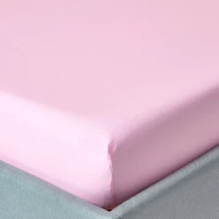 Drap-housse rose 100% coton égyptien 200 fils 90 x 190 cm - HOMESCAPES