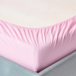 Drap-housse rose 100% coton égyptien 200 fils 90 x 190 cm - HOMESCAPES