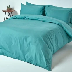 Drap-housse sarcelle 100% coton égyptien 200 fils 90 x 190 cm - HOMESCAPES