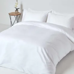 Drap-housse uni 180 x 200 cm 100 % coton égyptien 1000 fils coloris blanc - HOMESCAPES