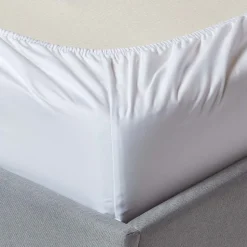 Drap-housse uni 180 x 200 cm 100 % coton égyptien 1000 fils coloris blanc - HOMESCAPES