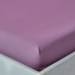 Drap-housse uni 180 x 200 cm 100 % coton égyptien 200 fils coloris raisin - HOMESCAPES