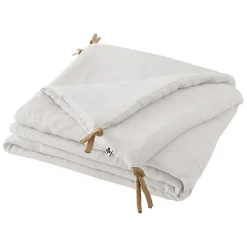 Édredon 90 x 200 cm lin lavé blanc avec 4 nouettes en jute - LUISA