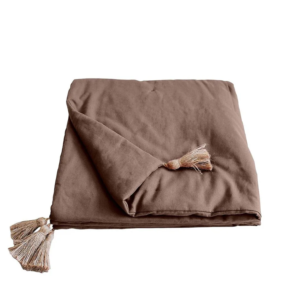 Édredon Panama 90x190 cm pompons jute vison