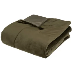 Édredon Sonia - velours - vert kaki 80x180 cm - Atmosphera