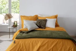 Édredon Sonia - velours - vert kaki 80x180 cm - Atmosphera