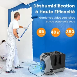 Déshumidificateur 85 L jour Déshumidificateur Mobile avec Dégivrage Automatique Minuterie 24H Tuyau de drainage Pompe Noir