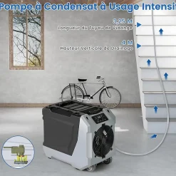 Déshumidificateur 85 L jour Déshumidificateur Mobile avec Dégivrage Automatique Minuterie 24H Tuyau de drainage Pompe Noir