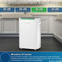 Déshumidificateur 20 litres adapté pour chambre salon cave Dehumidifier