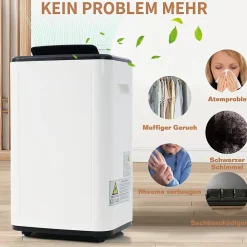 Déshumidificateur 25 L/jour pour 26 m², 3-en-1, séchage du linge, réservoir 6 L, minuterie 24 h, écran LED