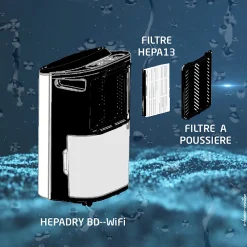 Déshumidificateur + purificateur wifi 155W Britec