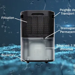 Déshumidificateur + purificateur wifi 245W Britec