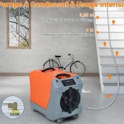 Déshumidificateur air 85 L jour Déshumidificateur Mobile avec Dégivrage Automatique Minuterie 24H Tuyau de drainage Pompe