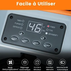 Déshumidificateur air 85 L jour Déshumidificateur Mobile avec Dégivrage Automatique Minuterie 24H Tuyau de drainage Pompe
