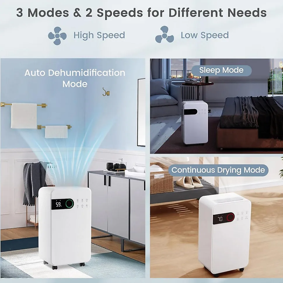 Déshumidificateur Air 15L Jour 3 Modes 2 Vitesse Déshumidificateur Portable pour Pièces 15 Déshumidificateur Electrique